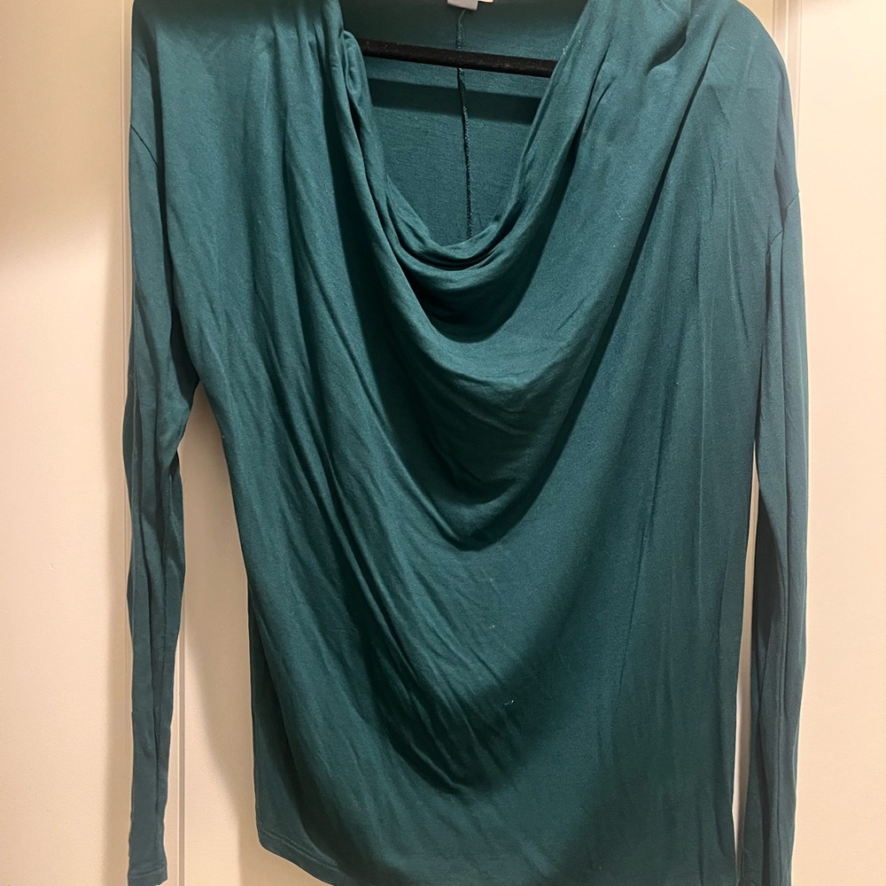 Old Navy Teal Green Drape Neck Long Sleeve Top